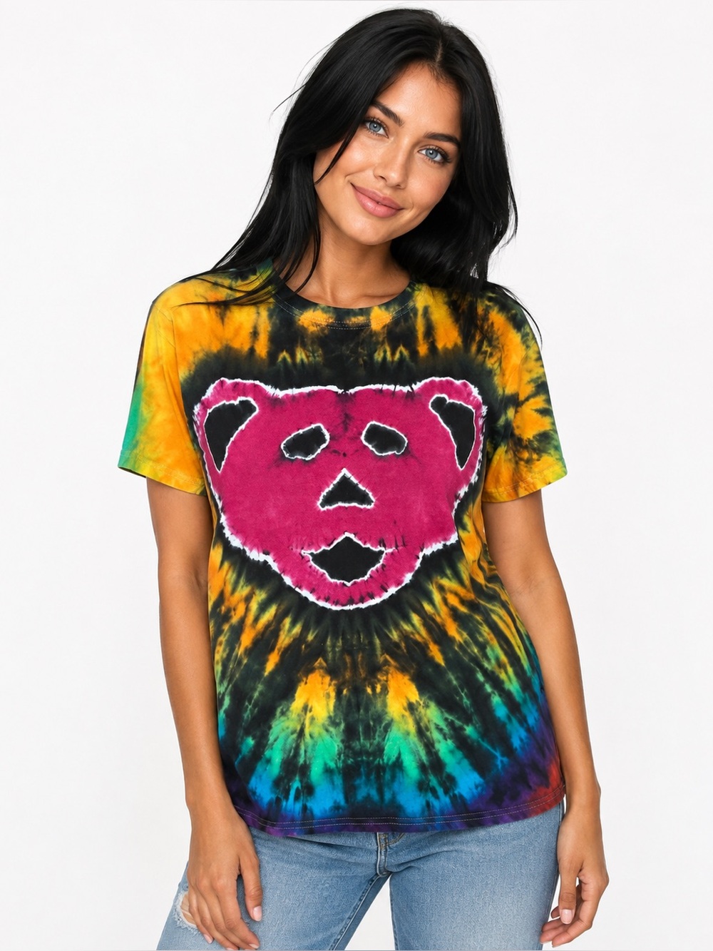 Grateful Dead Dancing Bear Tie Dye T Shirt Bear Rainbow